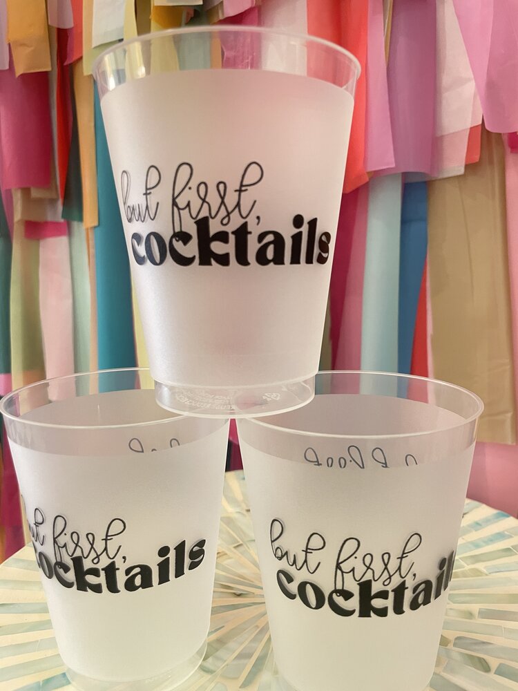Sip Hip Hooray But First, Cocktails Cups - Pack of 6