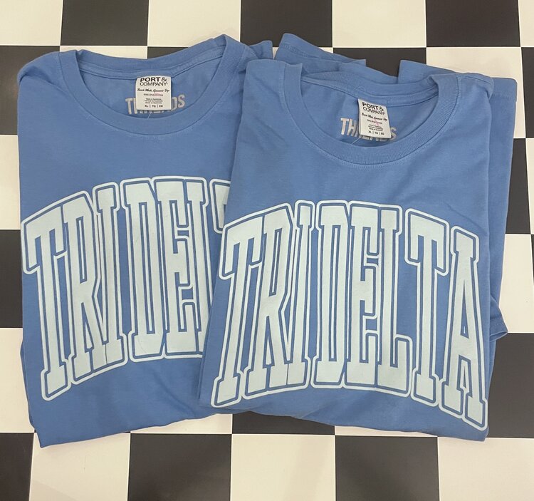 Duo Threads Varsity Puff Arch Tee - Delta Delta Delta