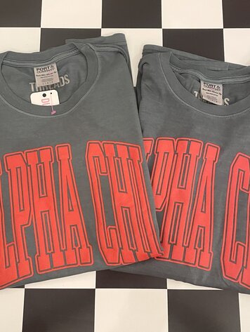 Duo Threads Varsity Puff Arch Tee- Alpha Chi Omega