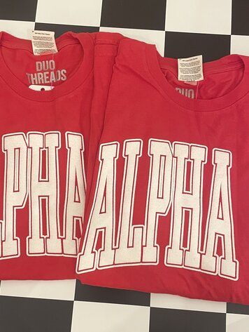 Duo Threads Varsity Arch Puff Tee - Alpha Omicron Pi