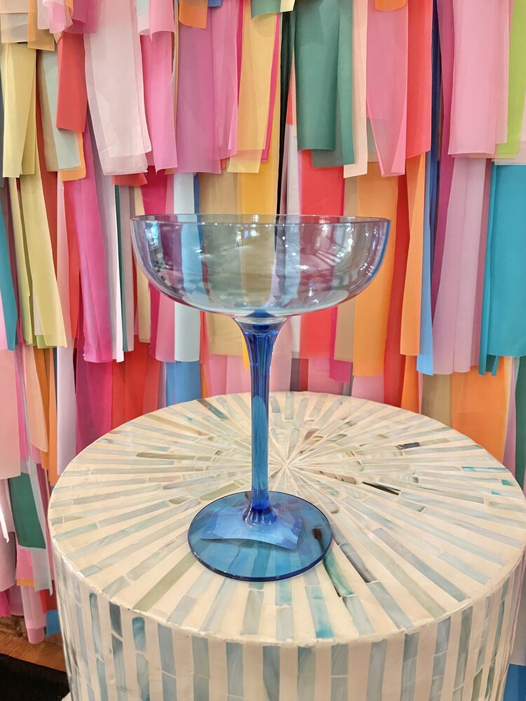 The Wine Savant Colored Coupe Glass-Blue