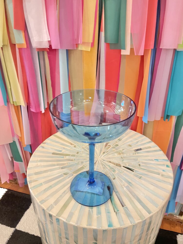 The Wine Savant Colored Coupe Glass-Blue