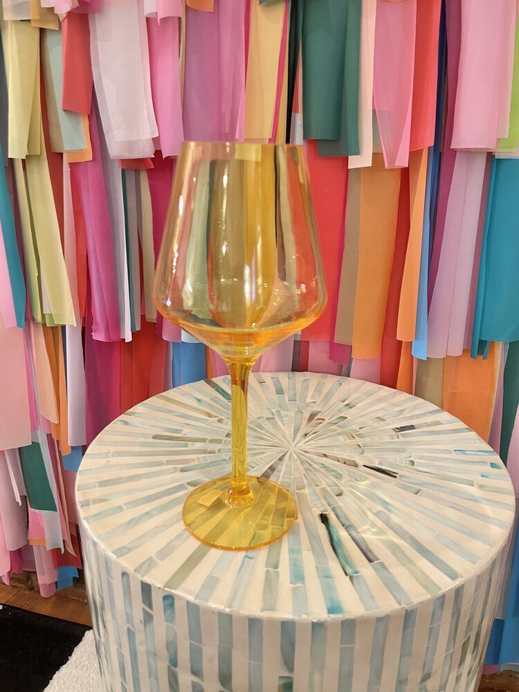 The Wine Savant Unbreakable Colored Stemmed Wine Glass-Yellow