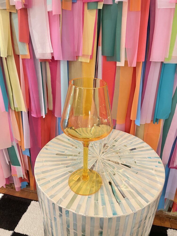 The Wine Savant Unbreakable Colored Stemmed Wine Glass-Yellow