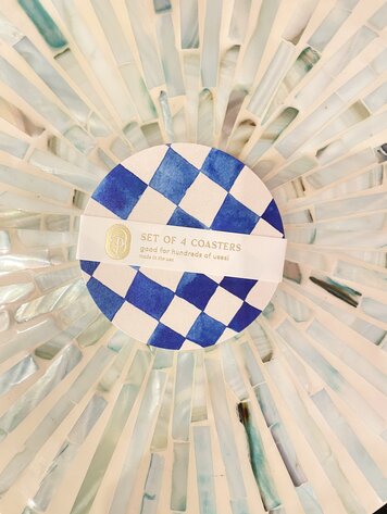 One & Only Paper Blue Checkered Reusable Chipboard Coaster