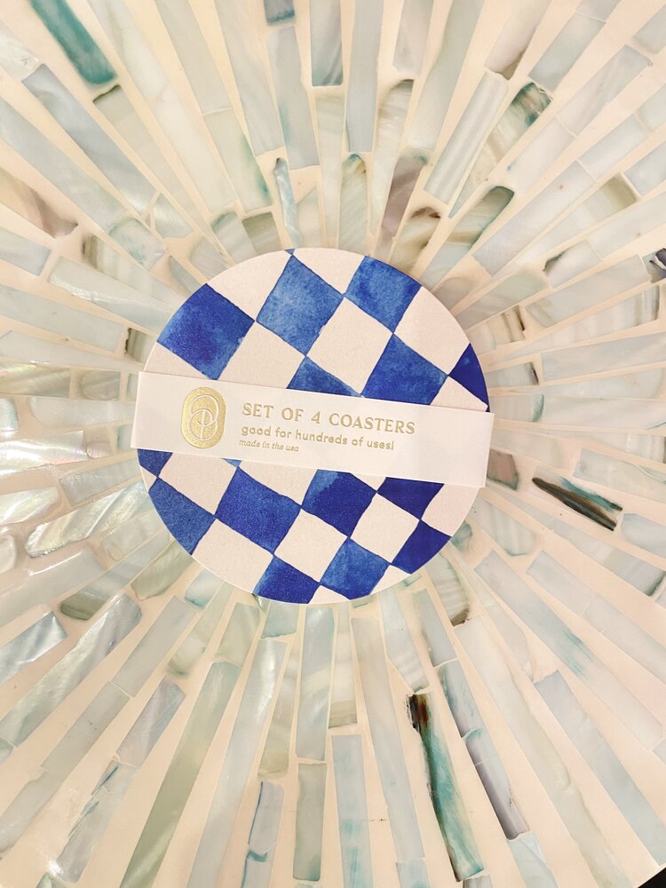 One & Only Paper Blue Checkered Reusable Chipboard Coaster