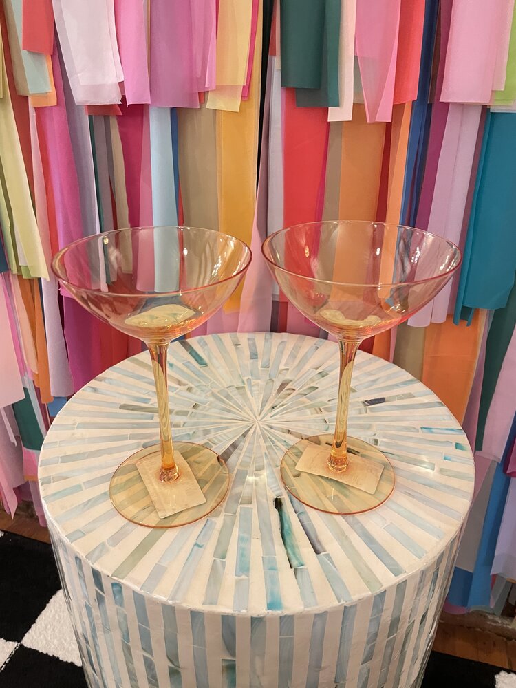 The Wine Savant Colored Coupe Margarita Glass-Yellow