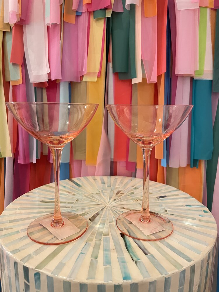 The Wine Savant Colored Coupe Margarita Glass-Orange