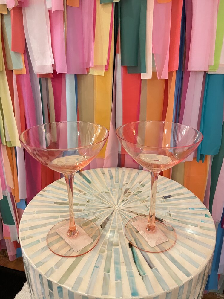 The Wine Savant Colored Coupe Margarita Glass-Orange