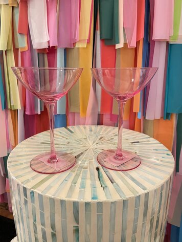 The Wine Savant Colored Coupe Margarita Glass-Pink