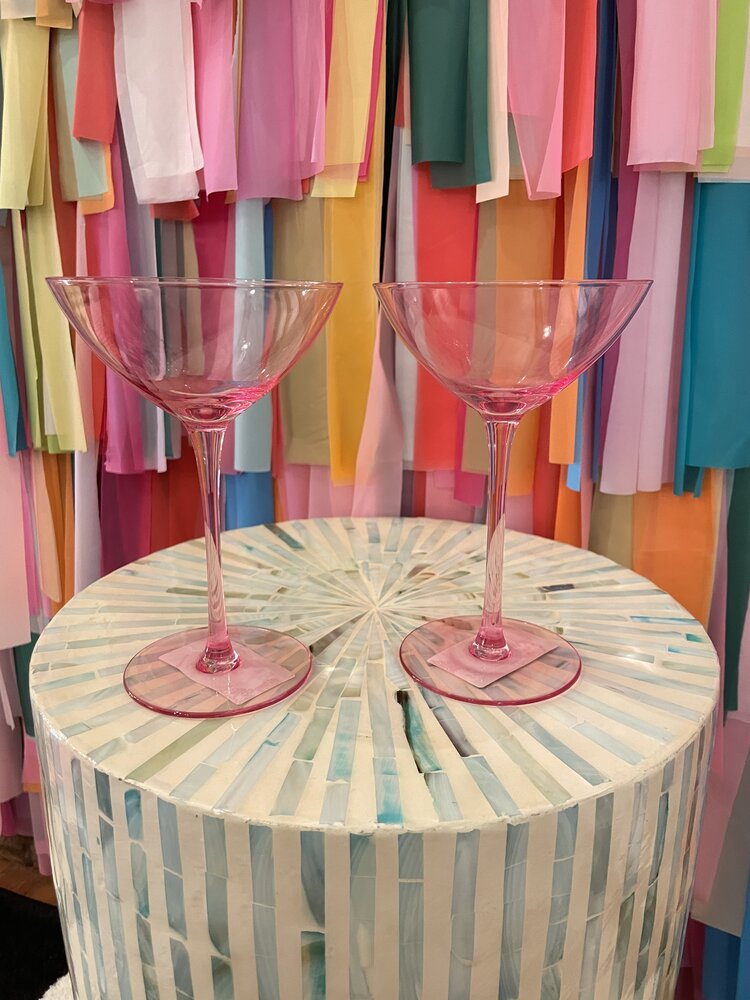 The Wine Savant Colored Coupe Margarita Glass-Pink