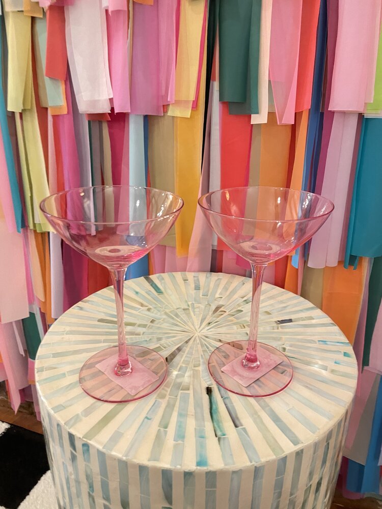 The Wine Savant Colored Coupe Margarita Glass-Pink