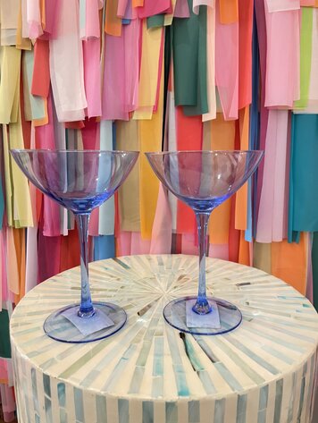 The Wine Savant Colored Coupe Margarita Glass-Blue