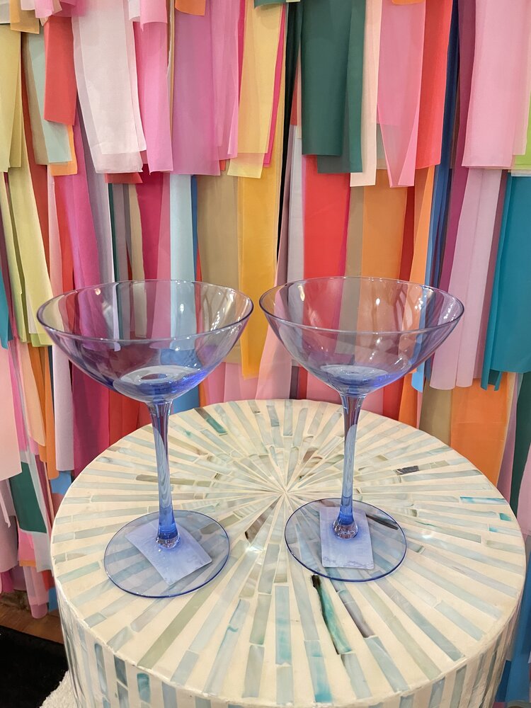 The Wine Savant Colored Coupe Margarita Glass-Blue