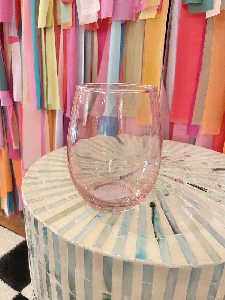 The Wine Savant Stemless Colored Wine Glass-Pink