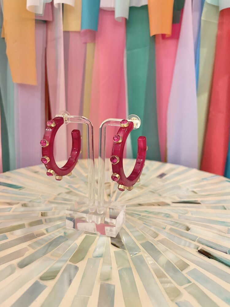 canvas Moxie Earrings-Fuschia