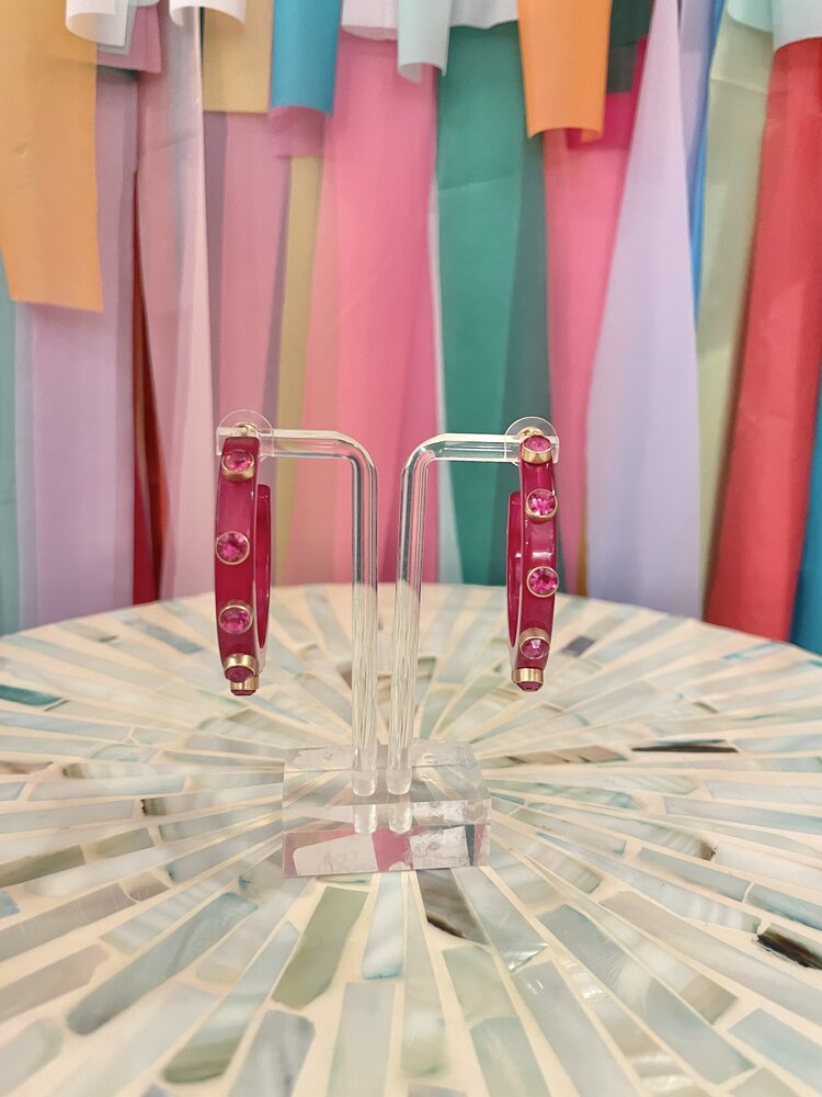 canvas Moxie Earrings-Fuschia