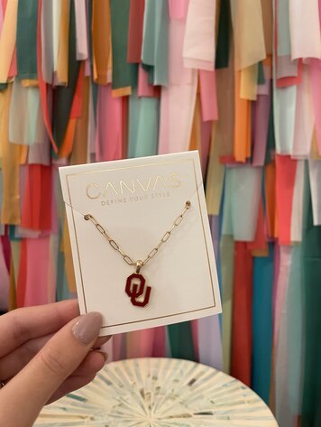 canvas Oklahoma Sooners Enamel Pendant Necklace in Crimson