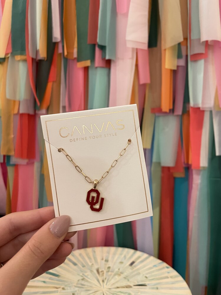 canvas Oklahoma Sooners Enamel Pendant Necklace in Crimson