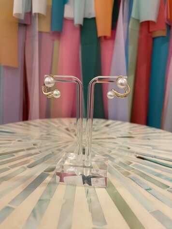 Sassy Cinnamon Double Pearl Jacket Earrings