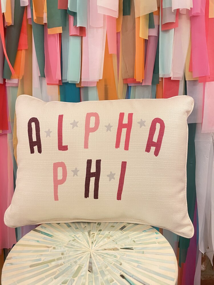 Little Birdie Alpha Phi Arched Stars Pillow