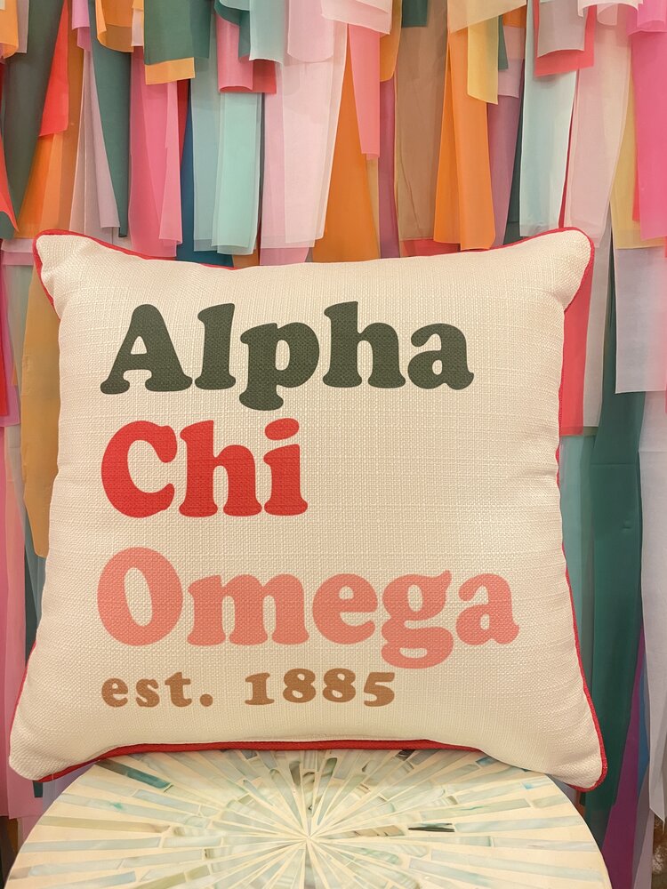 Little Birdie Alpha Chi Omega Retro Pillow