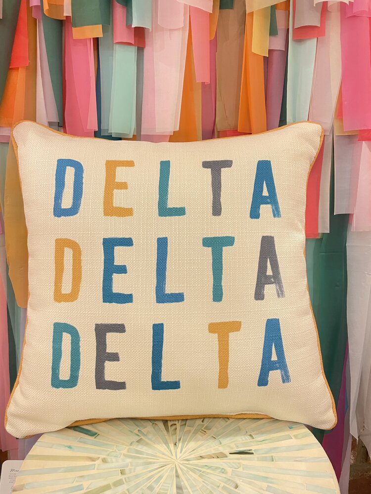 Little Birdie Delta Delta Delta Sorority Tones Pillow