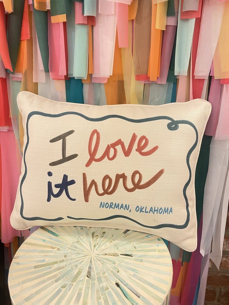 Little Birdie I Love It Here Swirl Pillow