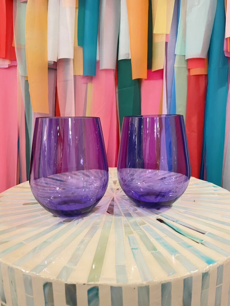 The Wine Savant Unbreakable Colored Stemless Wine Glasses - Purple