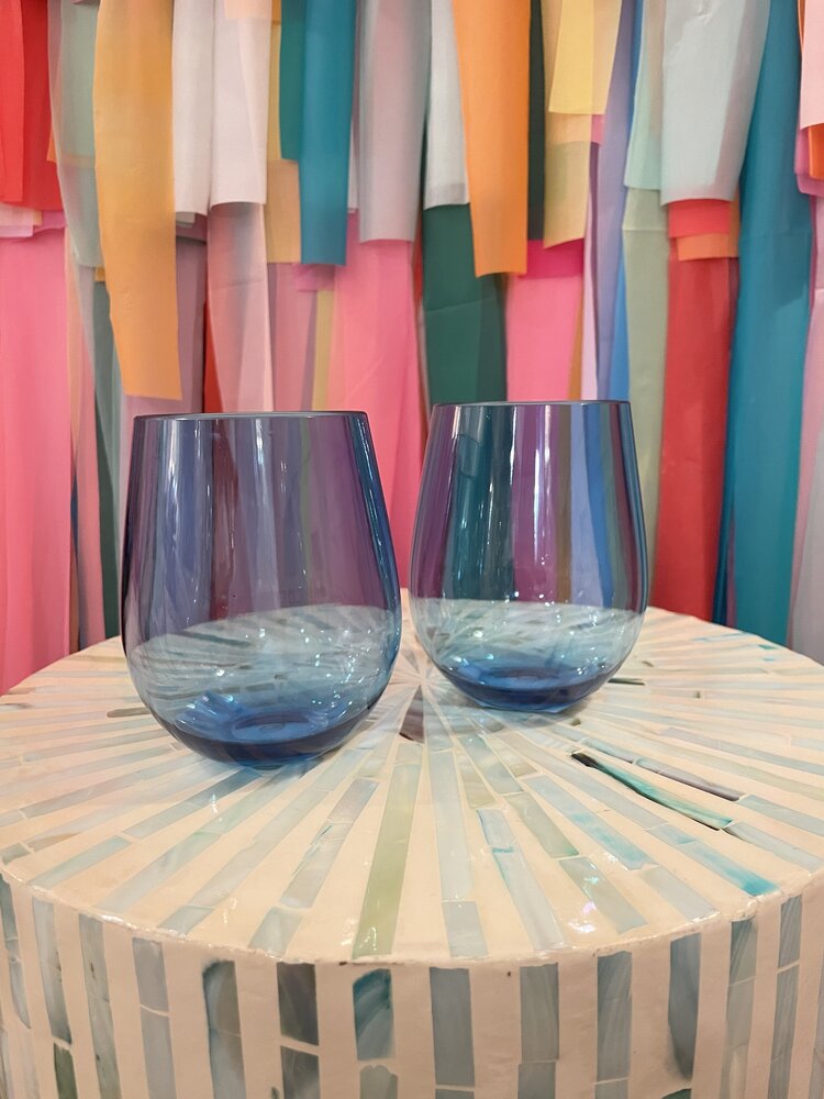 The Wine Savant Unbreakable Colored Stemless Wine Glasses - Blue