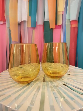 The Wine Savant Unbreakable Colored Stemless Wine Glasses - Yellow