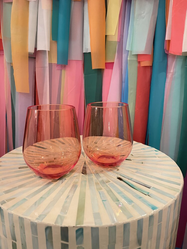 The Wine Savant Unbreakable Colored Stemless Wine Glasses - Orange