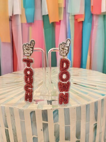 Taylor Shaye Red & White Touchdown Earrings