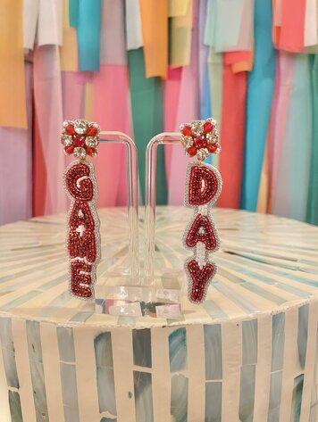 Taylor Shaye Red & White Gameday Earrings