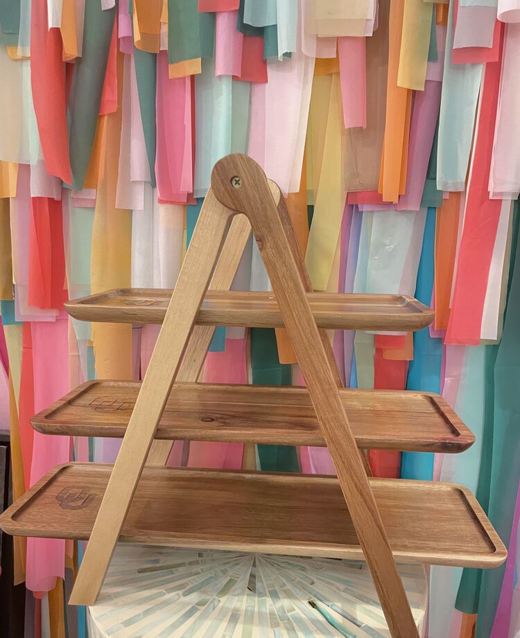 Picnic Time Family Brands Oklahoma Sooners Serving Ladder 3 Tiered Serving Station