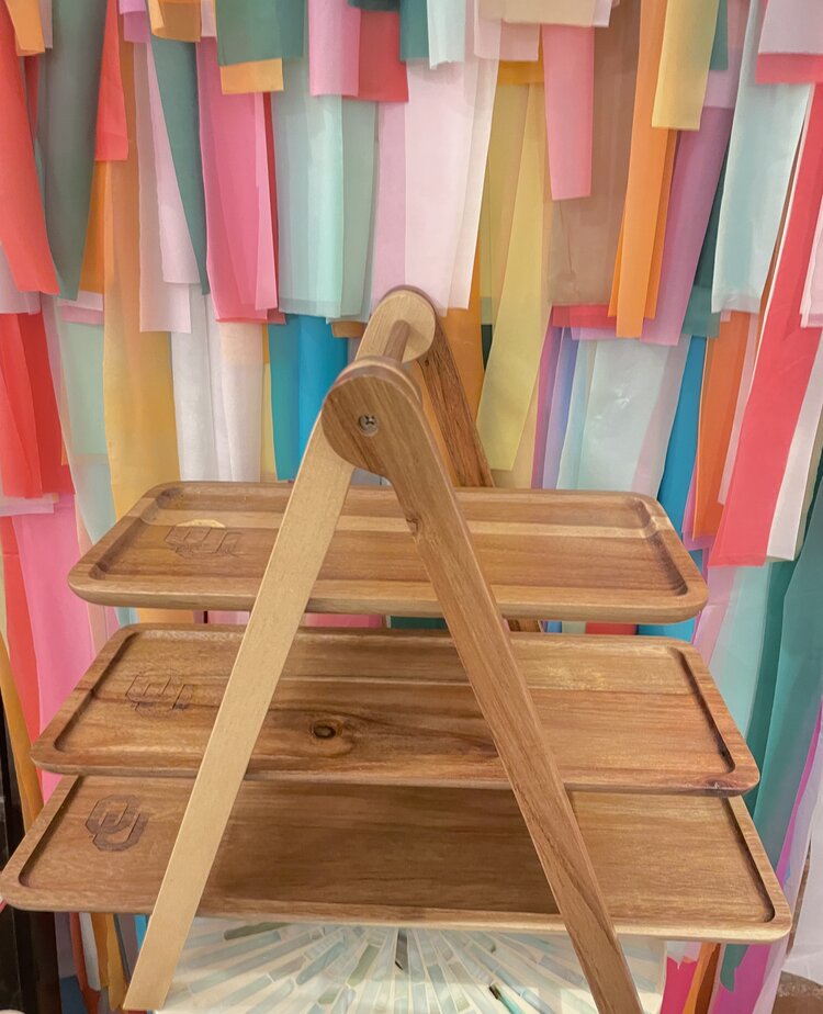 Picnic Time Family Brands Oklahoma Sooners Serving Ladder 3 Tiered Serving Station