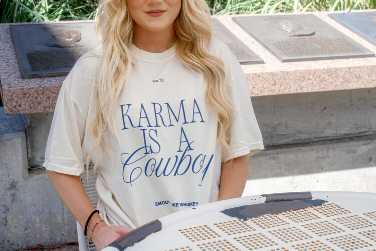 Schnell Studio Karma Is A Cowboy Tee