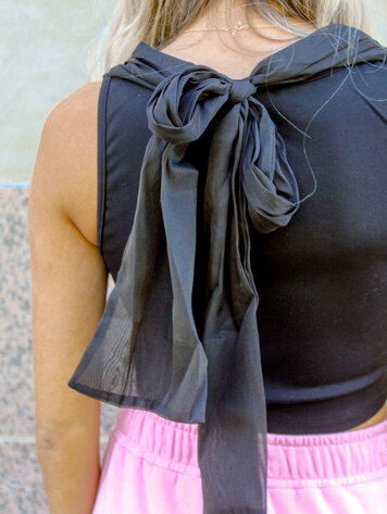 Mable Inspired Bow Back Crop Top - Black