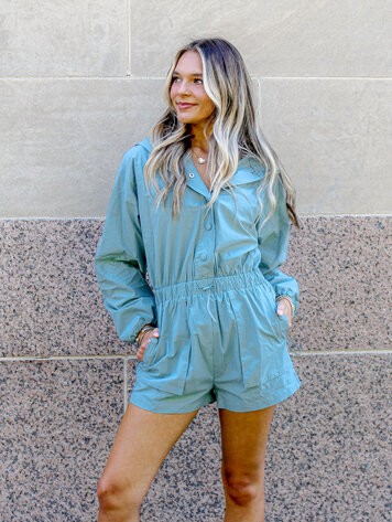 Mable Take It Easy Travel Romper - Seagreen