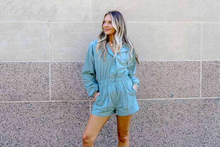 Mable Take It Easy Travel Romper - Seagreen