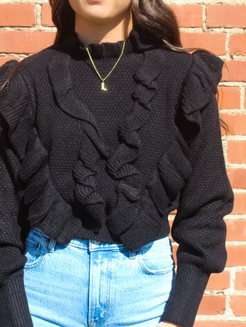Mable Sunday Morning Ruffle Sweater - Black