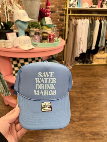 Ruby Moon Save Water, Drink Margs Trucker Hat - Blue
