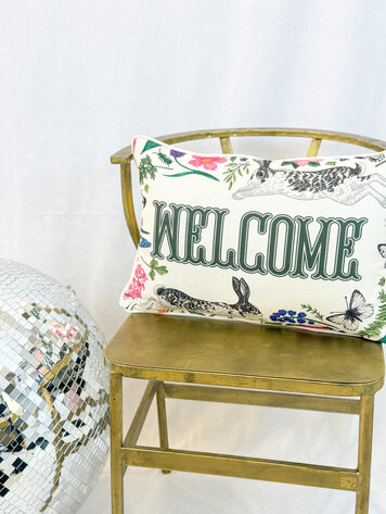 Little Birdie Little Garden Welcome Pillow