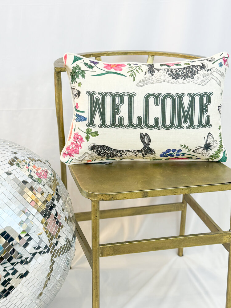 Little Birdie Little Garden Welcome Pillow
