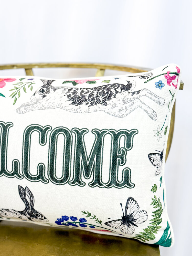 Little Birdie Little Garden Welcome Pillow