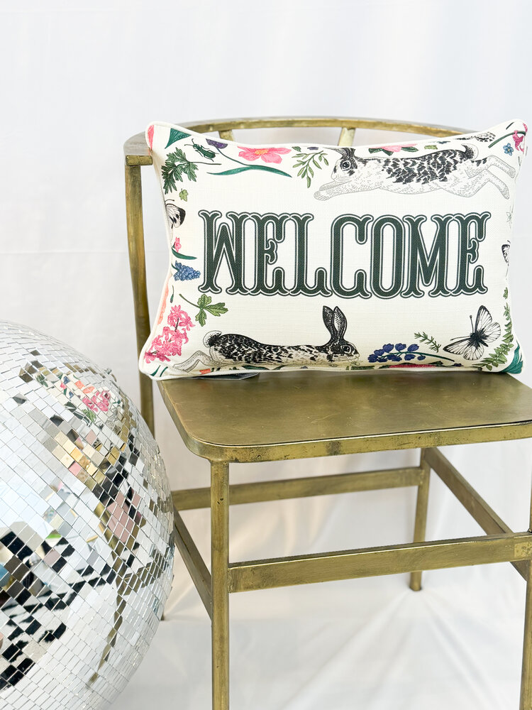 Little Birdie Little Garden Welcome Pillow
