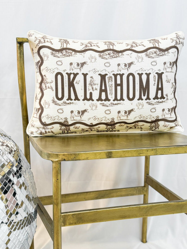 Little Birdie Cowboy Toile Oklahoma Pillow