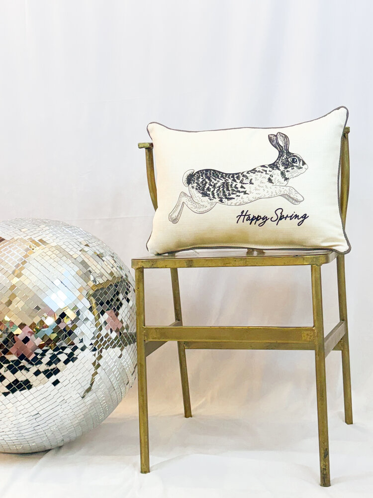 Little Birdie Black and White Bunny Pillow