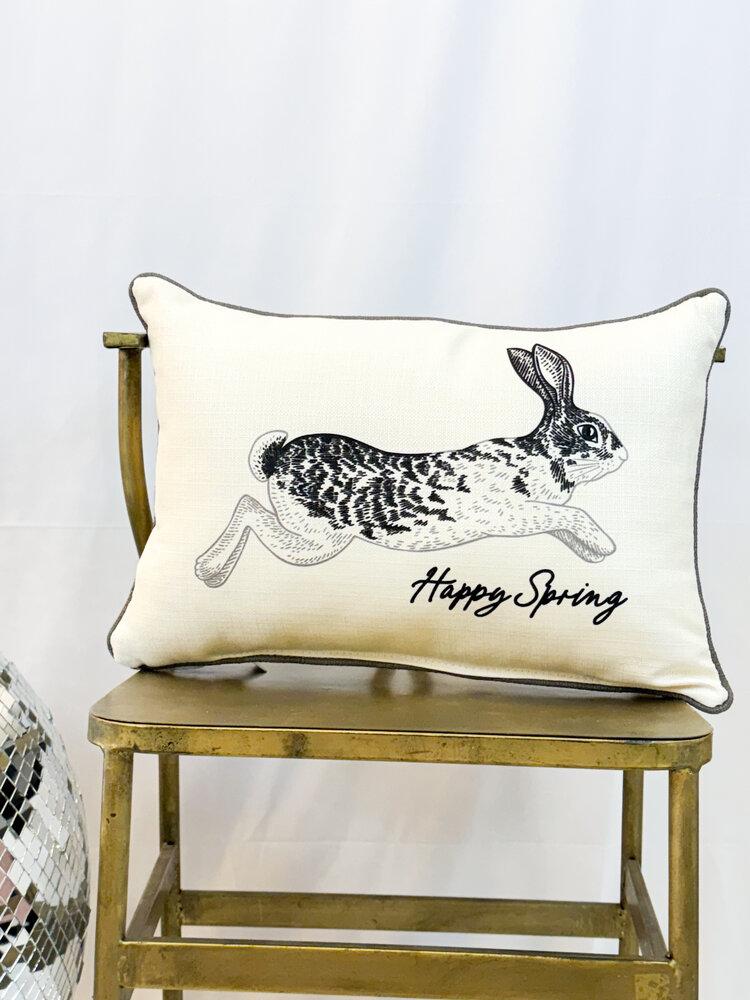 Little Birdie Black and White Bunny Pillow