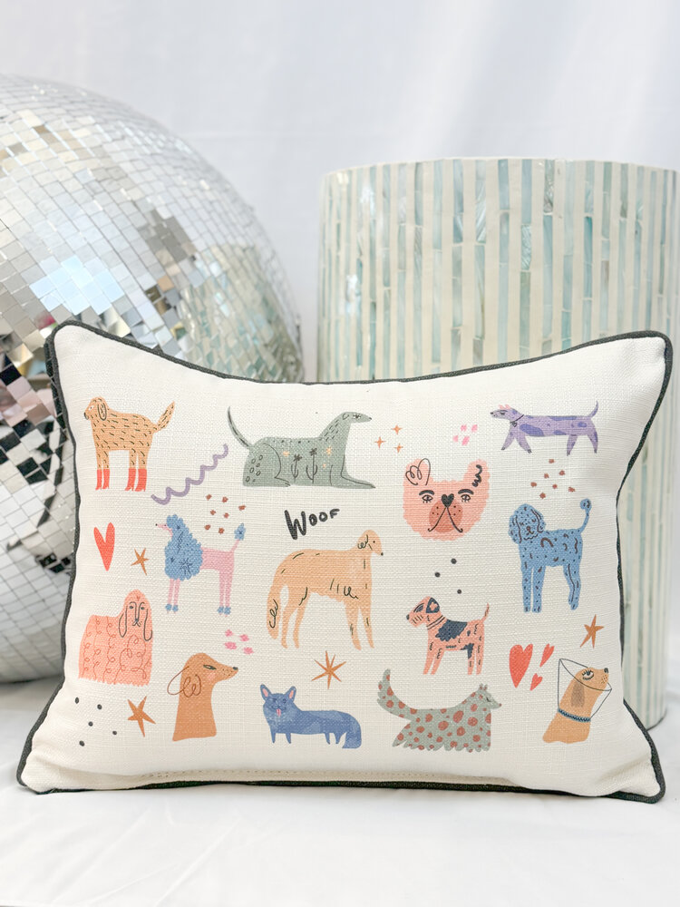 Little Birdie Doodle Dogs Pillow